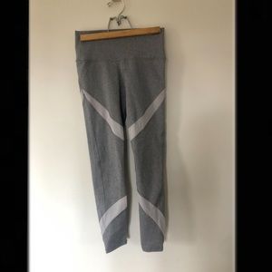 Aerie grey, white striped leggings